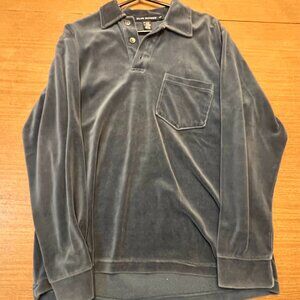 Club Monaco Shirt - Long Sleeve Blue / Gray Velour - Size Small. Rarely Worn.